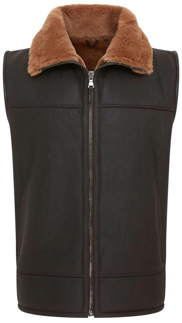 Infinity Leather Mens Aviator Shearling Bomber Gilet - Ambler