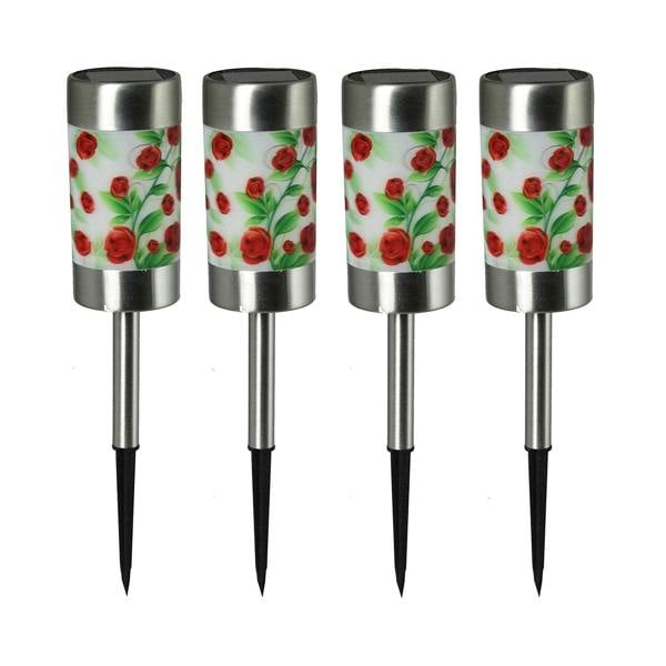 Luxform Global Solar 3D Rose Effect Garden Light in Stainless Steel 4pcs