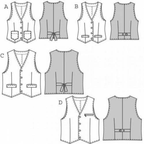 Burda Sewing Pattern 7810 Waistcoats For Men and Women, 6-18 / 34-44 - Easy