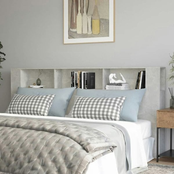 Berkfield Headboard Cabinet Concrete Grey 220x18.5x104.5 cm