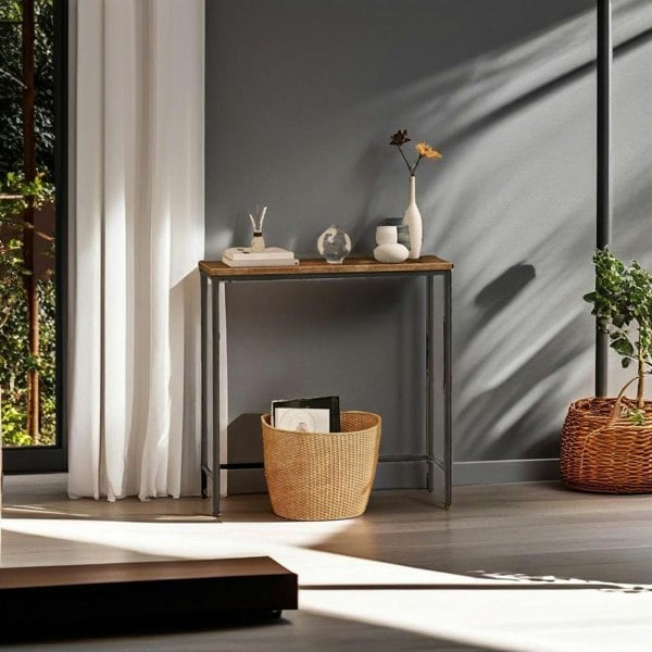 Modcraft Slim Console Table Metal Frame Display Table for Hallway Small Spaces