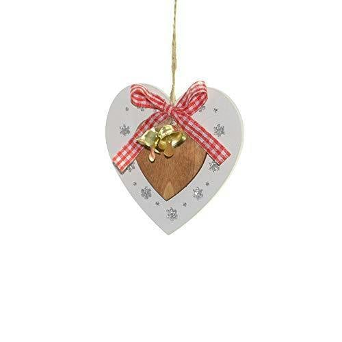 8x8cm Wooden Christmas Hanging Decorations Set of 6 with Ribbons, Bells and Mixed Shapes image 5