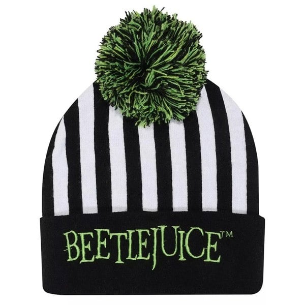 Beetlejuice Unisex Adult Stripe Beanie - White/Black