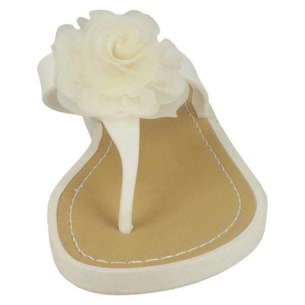 Savannah Ladies Savannah Flat Toepost Rose Trim Sandals
