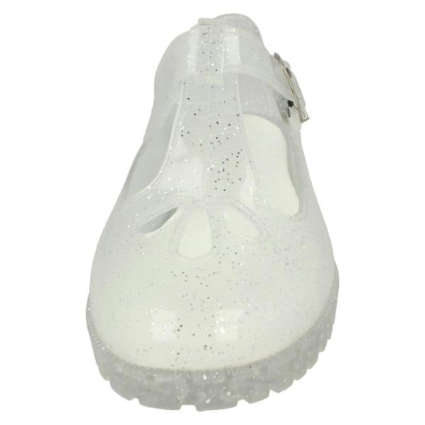 Spot On Ladies Spot on T-Bar Jelly Shoe with Cut Out Flower Detail