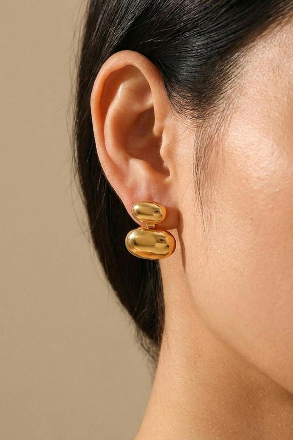 ARIIRA Reena Gold Tone Double Oval Huggie