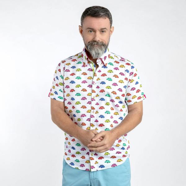 MULTICOLOUR BEETLE SHORT SLEEVE SHIRT – Premium Men's Patterned Shirt by Claudio Lugli | Bold Design, Tailored Fit, Best Printed Shirts