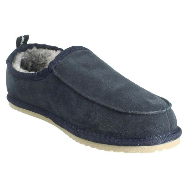 Hush Puppies Mens Hush Puppies Suede Leather Faux Fur Cosy Loungewear Slippers Charles