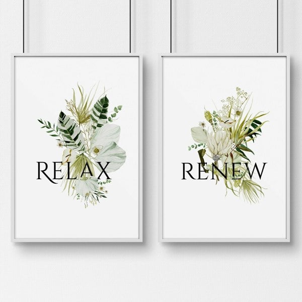 Framed bathroom wall art | Set of 2 unique wall art