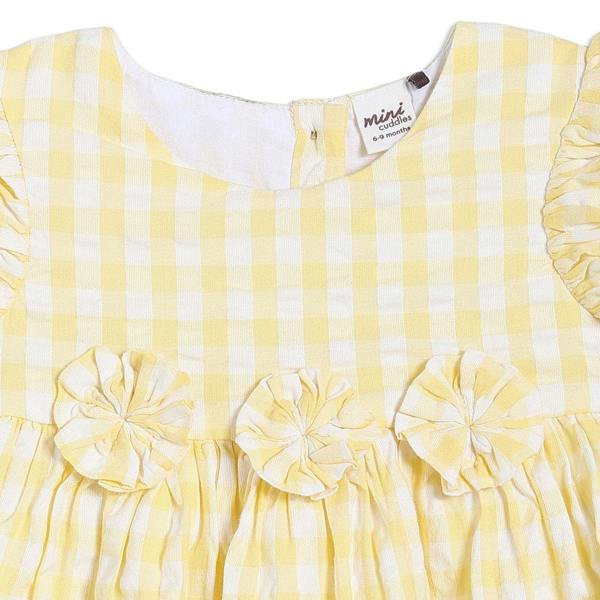 Mini Cuddles Baby Girls Checked Woven Dress, Yellow
