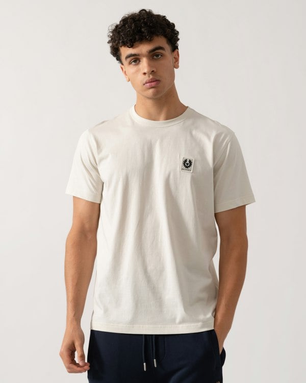 Belstaff Short Sleeved Mens Logo Patch T-Shirt - Silver Birch