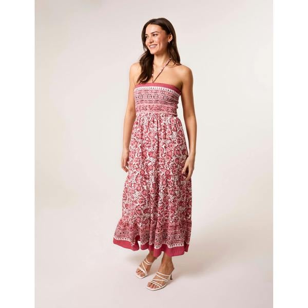 Blue Vanilla Shirred Bust Bandeau Dress