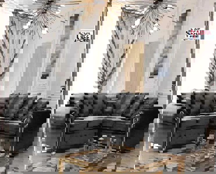 Sofa Scene Olympia Grey Velvet Chesterfield Living Room Furniture Range