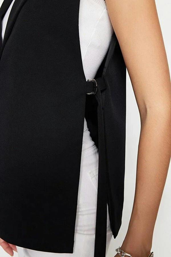 WOVCOR Oversize Lined Woven Vest with Side Tie Detail