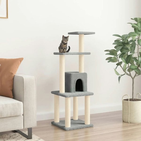 Berkfield Cat Tree with Sisal Scratching Posts Light Grey 105 cm
