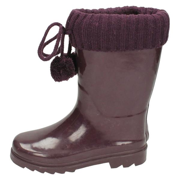 Spot On Girls Spot On Knitted Collar Wellington Boots