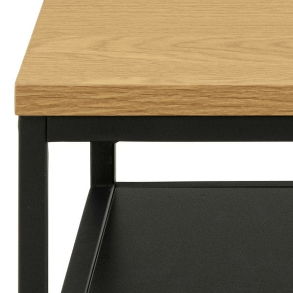 Furniture To Go Gila Square Coffee Table with Open Shelf in Oak & Black