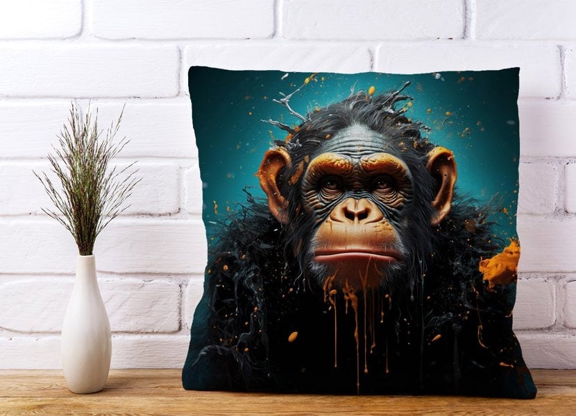 Warren Reed Monkey Face Splashart Blue Cushions