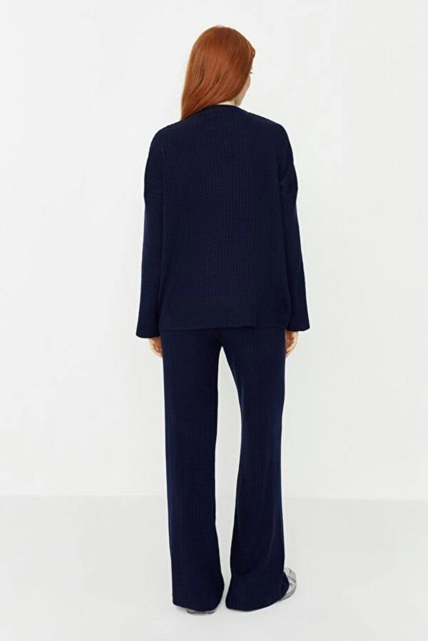 WOVCOR 2-Piece Loose Fit Basic Ribbed Knit Top & Pants Set