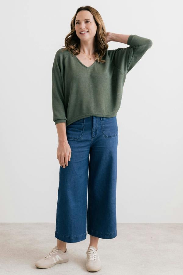 Lily & Me Rewilding Batwing Jumper Laurel Green