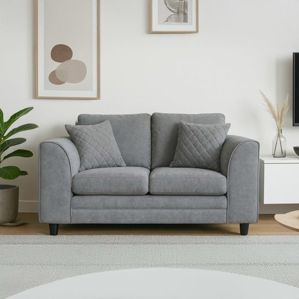 Furnishings For Less Quilted Full Chenille Fabric 2 Seater Sofa