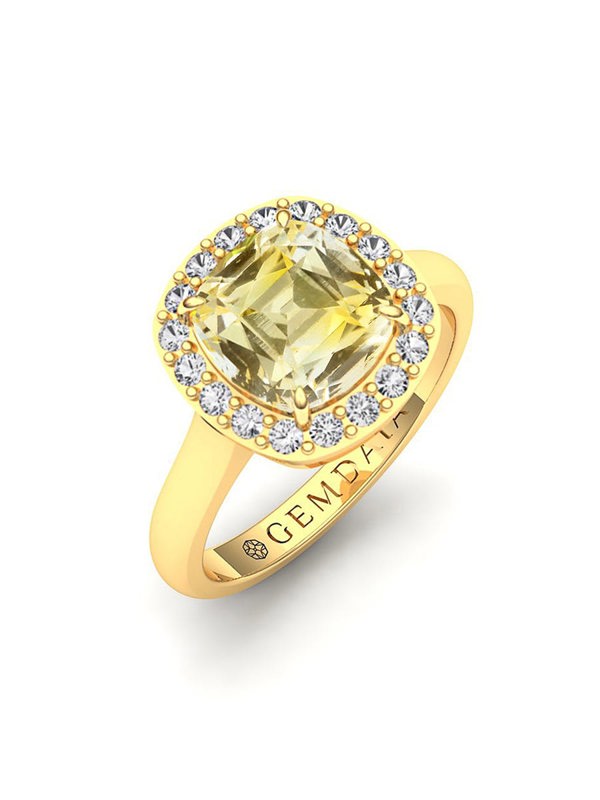 Gemdaia 4 Carat Yellow Sapphire & Diamond Halo Ring 'Natural & Untreated