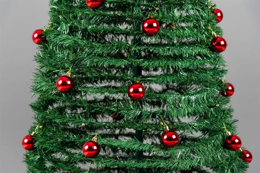 4ft to 6ft Pre-Lit Pop-Up Christmas Tree with Warm White LEDs and Red Baubles image 3