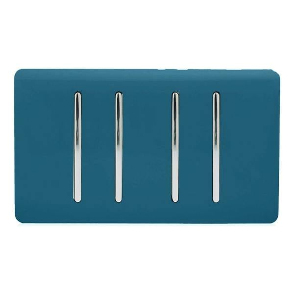 Trendi Switch 4 Gang Light Switch (3x 1 or 2 Way & 1 x Intermediate)in Midnight Blue