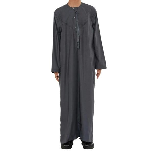 HM11 - Boy's Thobe Emirati Omani Bobble Button String Tassel - Grey - Thobez - 36