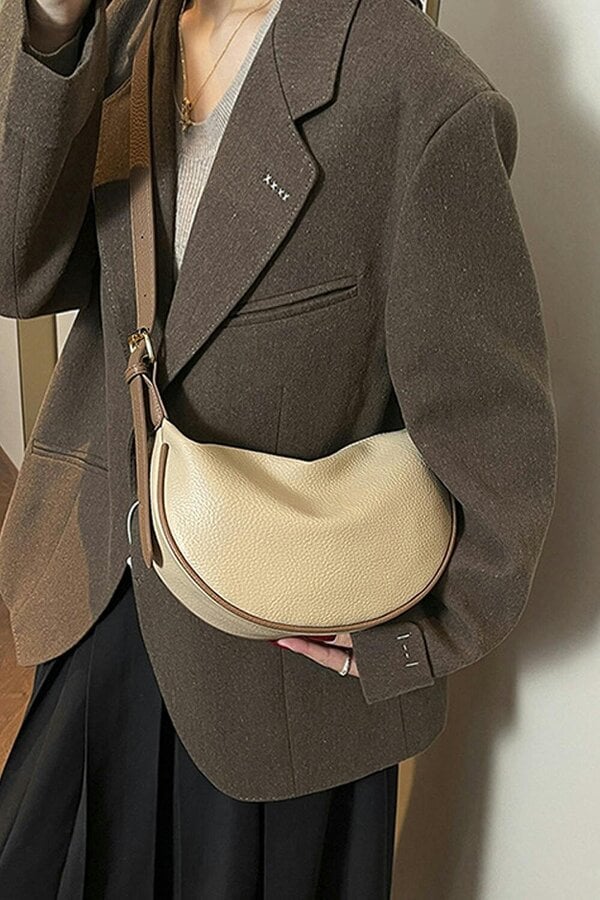 XY LONDON Crescent Shape Shoulder Bag With Crossbody Strap