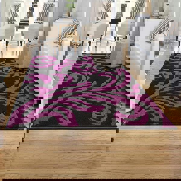 Smart Living Carved Rug Florence - Black Purple