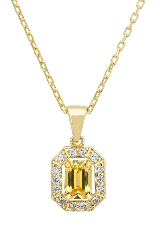 Latelita Whistledown Gemstone Pendant Necklace Citrine Gold