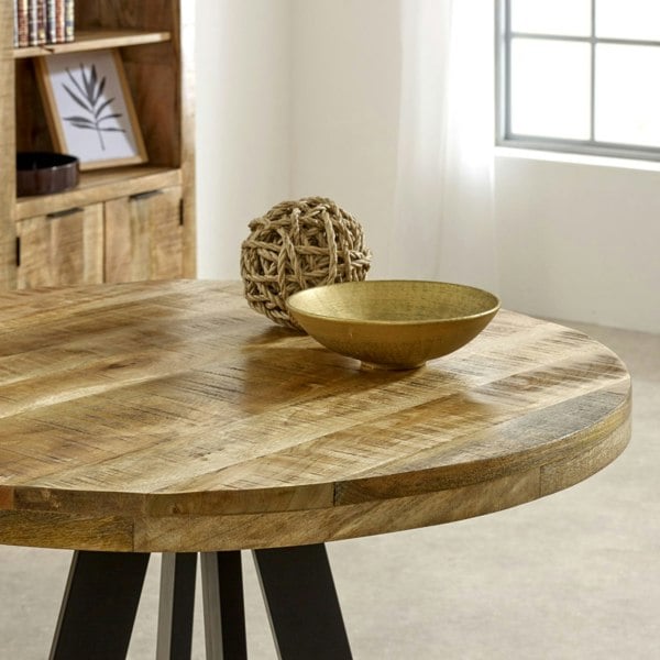 IH Design Valor Mango Wooden 4 Seater Round Dining Table