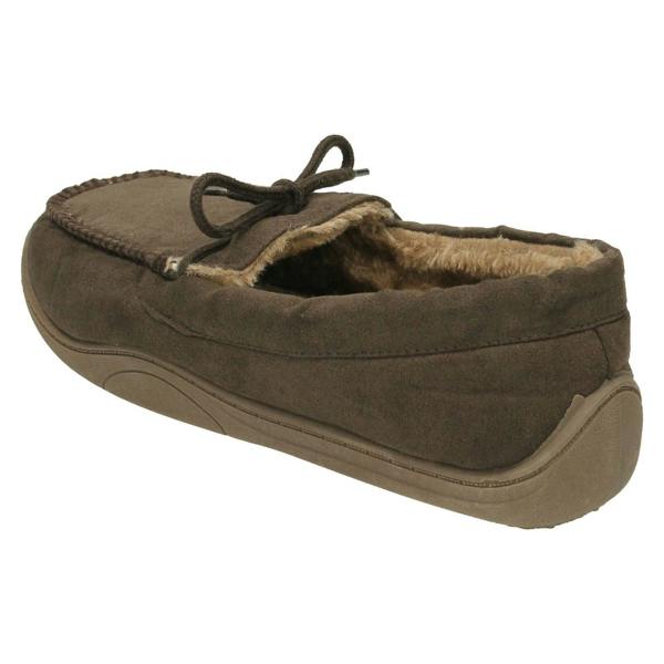 Spot On Mens Spot On Moccasin Faux Fur Lined Slippers
