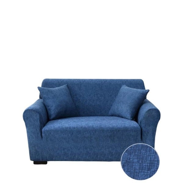 Anyhouz Anyseat 2 Seater Sofa Cover Plain Blue Style and Protection For Living Room Sofa Chair Elastic Stretchable Slipcover