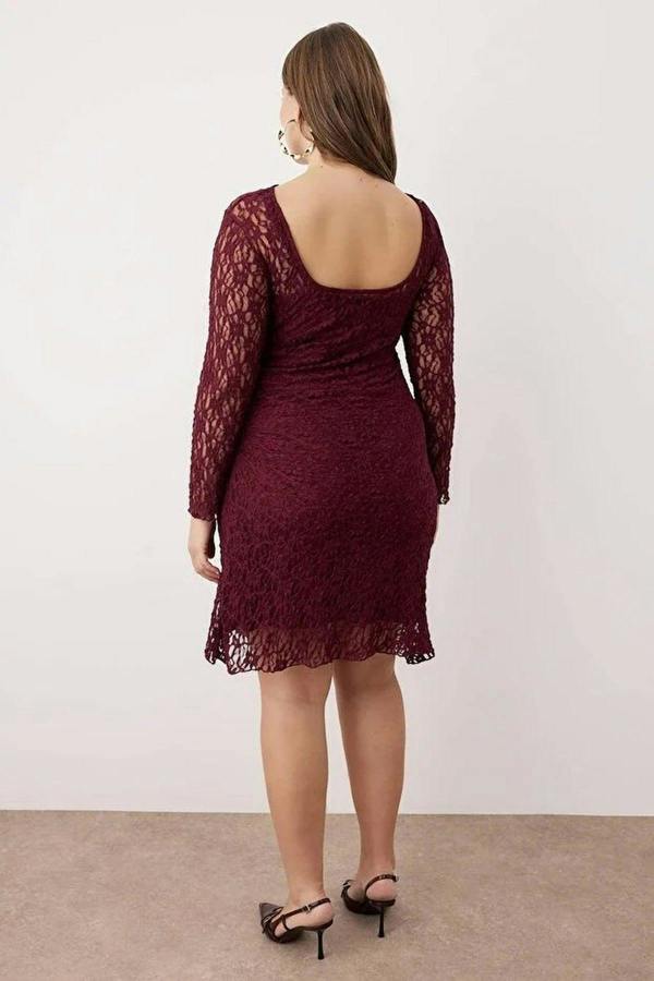WOVCOR Lace Knit Mini Plus Size Dress