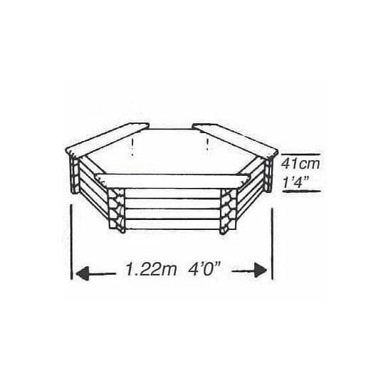 Norlog 4ft 50 Gallon Hexagonal Wooden Pond, 1220mm wide, 410mm High