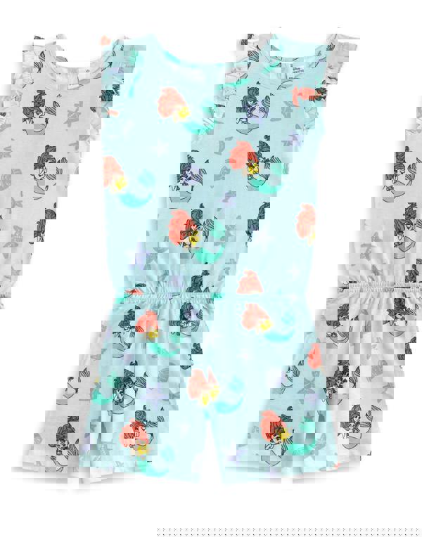 Disney The Little Mermaid Girls Blue Character AOP Sleeveless Playsuit