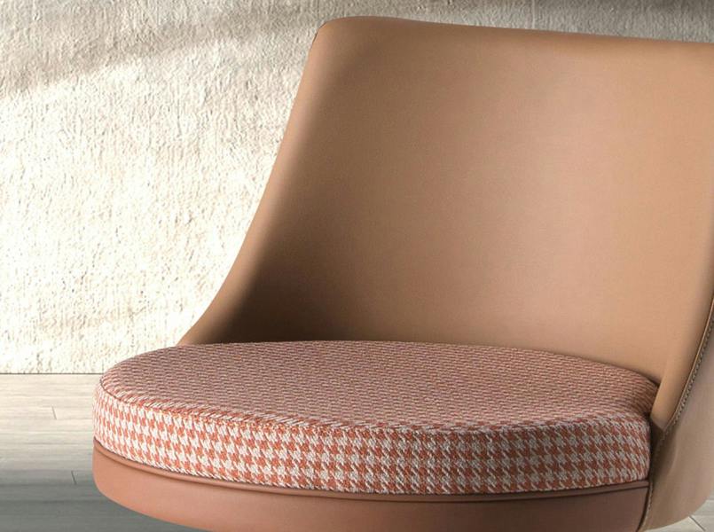 Angel Cerdá Swivel Stool in Terracotta Brown and Beige Fabric and Brown Leatherette 4229