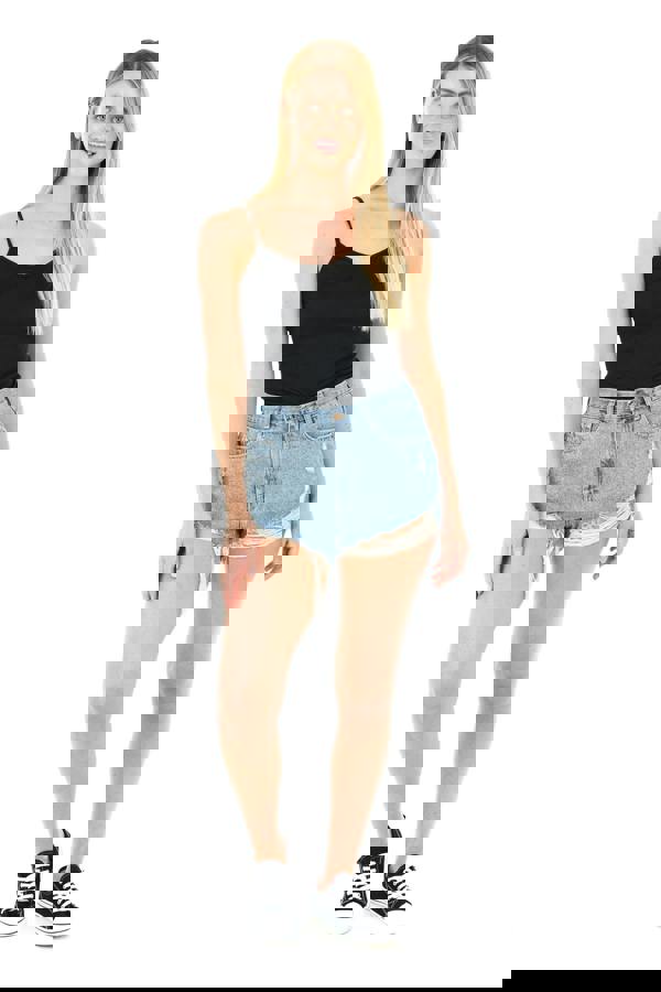 Smart Living Women's Rip Hemline Distressed Denim Shorts - Ice Blue