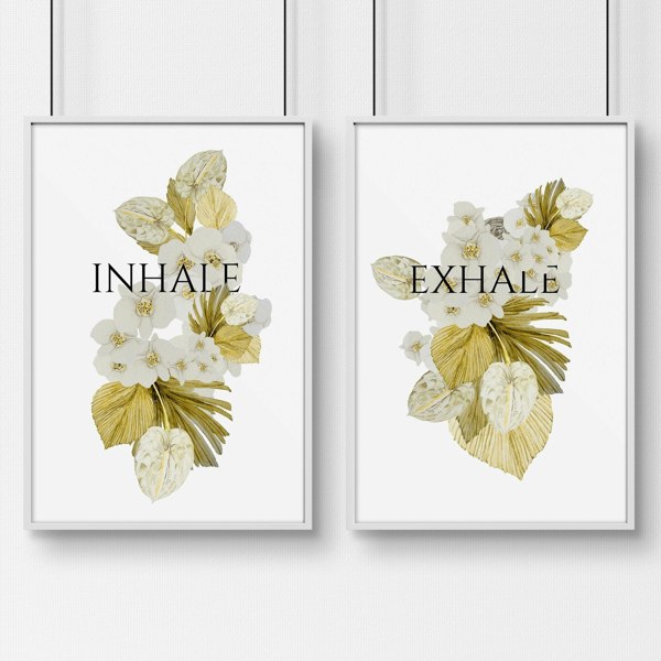 Boho bathroom wall decor | Set of 2 wall art prints