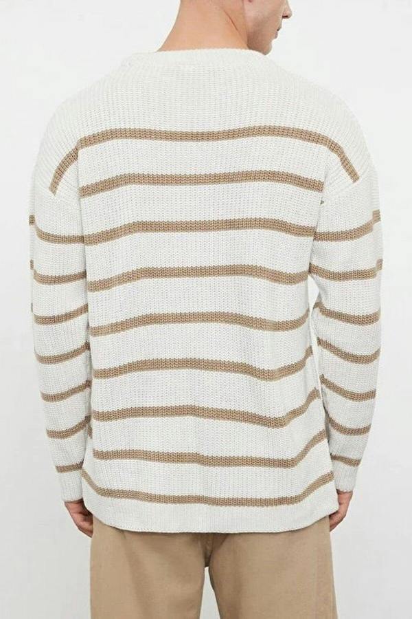 WOVCOR Crew Neck Striped Men's Sweater