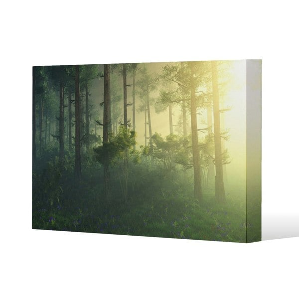 Benjamin Tate Design sun, trees in a haze of light, glowing fog among the trees Slim Style Canvas Print  90x120cm , 15mm Slim Real wood.