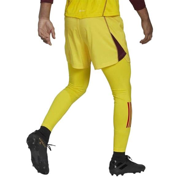 Adidas Mens T23 3 Stripes Skinny Goalkeeping Base Layer Bottoms - Yellow/Maroon - 