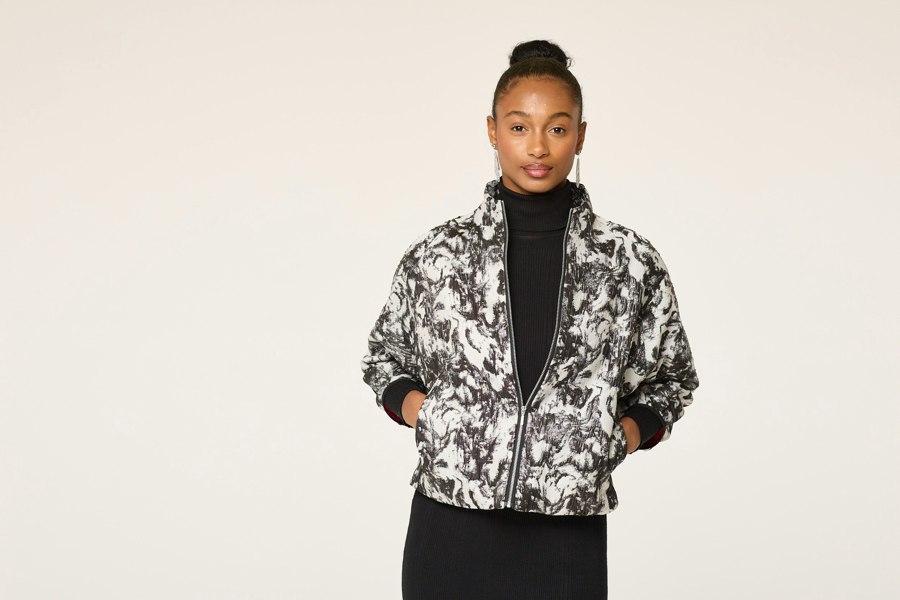 Lioness by TF Monochrome Paint Brush Brocade Jacket