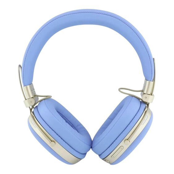 Guess PU Grained Triangle Gold Metal Logo On Ear ENC Wireless Headphones Blue - GUBHP72PGTCSB