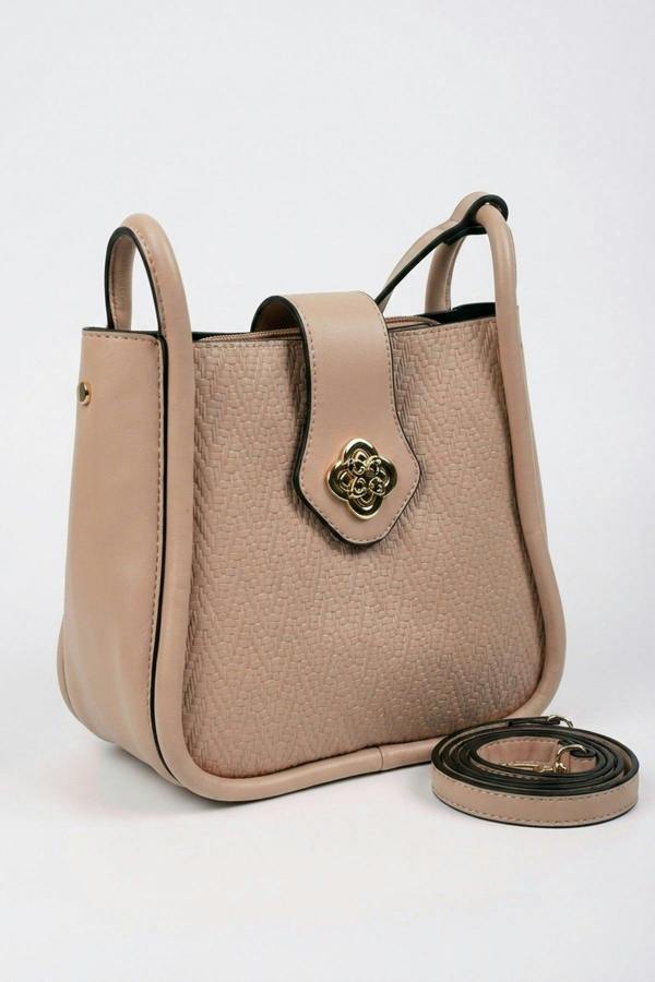 Cordelia Woven Panel Shoulder Bag - Pink