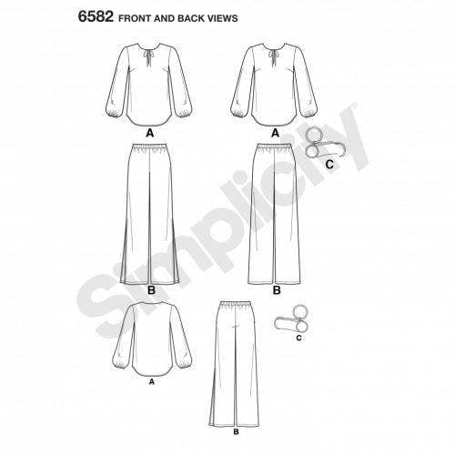 New Look Sewing Pattern 6582, Tops, Trousers, Bags for Women, A (10-12-14-16-18) - Intermediate