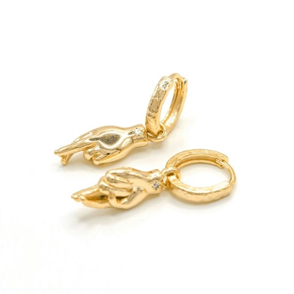 Luna Charles Faye Fingers Crossed Huggies | 18k Gold Plated