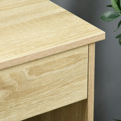 Wyld Haus Yodino 110cm Oak Finish Home Office Desk With 5 Drawers And Side Shelving